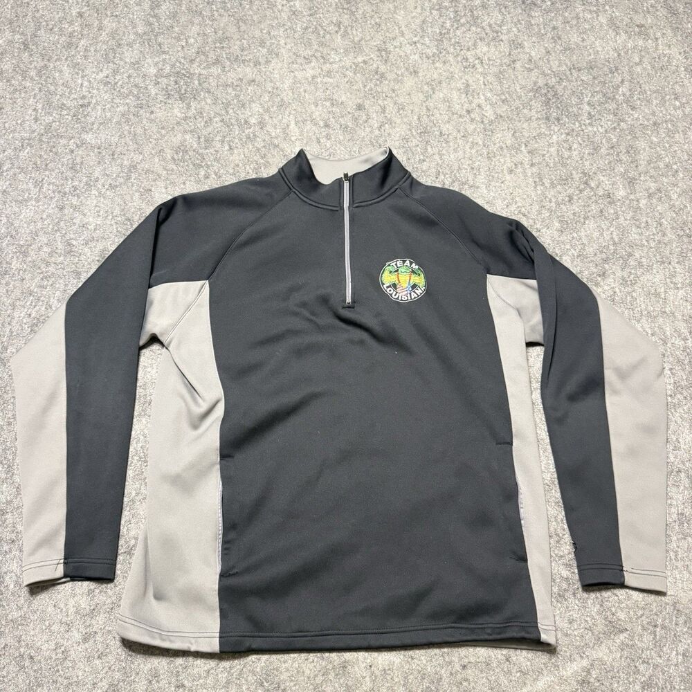 Champion Team Louisiana Wrestling 1/4 Zip Pullover Mens Large Jacket Grey